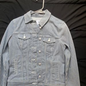 New Old Navy White and Blue Stripe Jacket